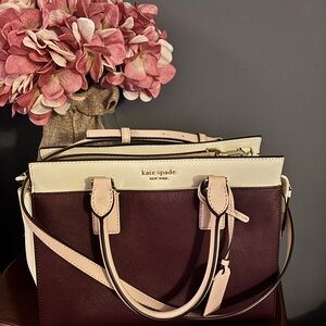 Kate Spade Maroon and Cream Satchel purse